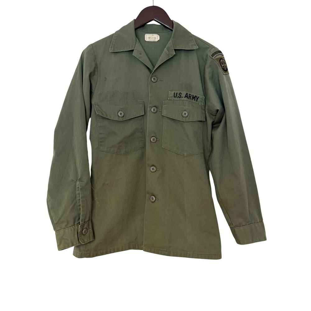 Vintage 70s US Army OG-507 Airborne Utility Button Up Shirt